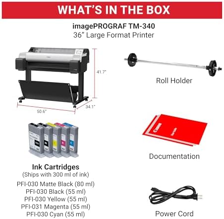 Canon imagePROGRAF TM-340 36" - Large Format 5 Color Poster & Plotter Printer with Media Detection, Color Calibration, Printer Stand/Catch Basket, 300 ml of Ink, and 2-Year Warranty - Image 5