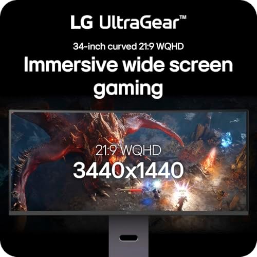 LG 34G600A-B 34-inch Ultragear WQHD (3440 x 1440) Curved Gaming Monitor 160Hz, AMD FreeSync Premium, HDR10, Built-in Speaker, Reader Mode, HDMI 2.1, DisplayPort, Tilt/Height/Swivel Stand, Black - Image 3
