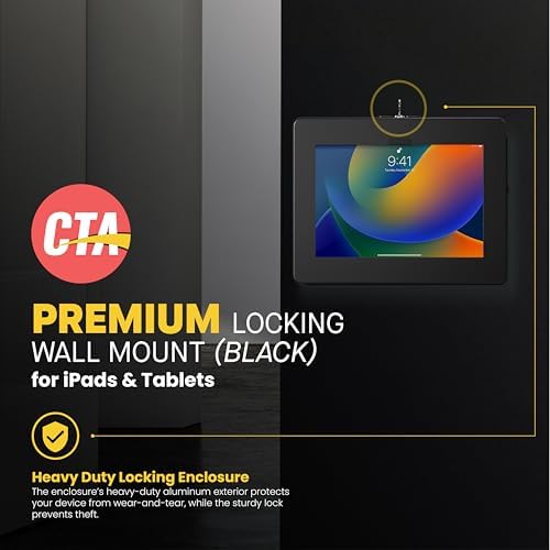 Locking iPad Wall Mount – CTA Anti-Theft Tablet Wall Mount For iPad 10th Gen 10.9-inch - iPad 7th/8/9 Gen - iPad Air 4 - Galaxy Tab - Lenovo Tab 4 - Zebra Tablets & More - Black - (PAD-PARAW) - Image 2