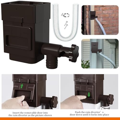 Anivia Rain Barrel Diverter Kit, Fits 2x3 or 3x4 in, Valve & Filter, Brown - Image 6