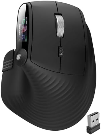 Transformers Vertical Ergonomic Mouse with LED Screen & Knob Control Black by Transformers