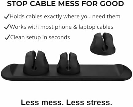 Magnetic Cable Organizer for Desk & Nightstand 3 Clip Cord Holder with One-Hand Access 3M Adhesive Cable Clips, N52 Magnetic Cord Holder for Phone, USB-C & Laptop Cables - Image 7