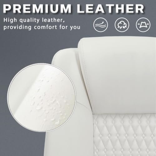 LEMBERI High Back PU Leather Executive Office Chair, Adjustable Swivel Computer Desk Chair with Padded Armrests for Home Office, White - Image 5