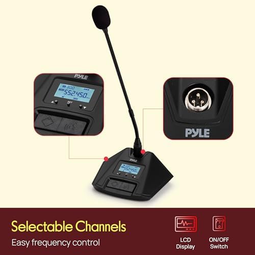 Pyle 8 Channel UHF Wireless Conference Microphone System with 8 Gooseneck Mics, 300 Ft Range, Selectable Frequencies & Rack Mount Receiver for Meetings, Presentations & Events - Image 6
