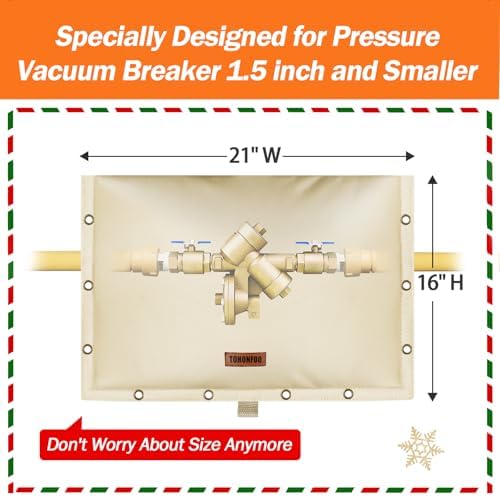 Backflow Preventer Insulation Cover for Vacuum Breaker, 21"W x 16"H, Beige - Image 2