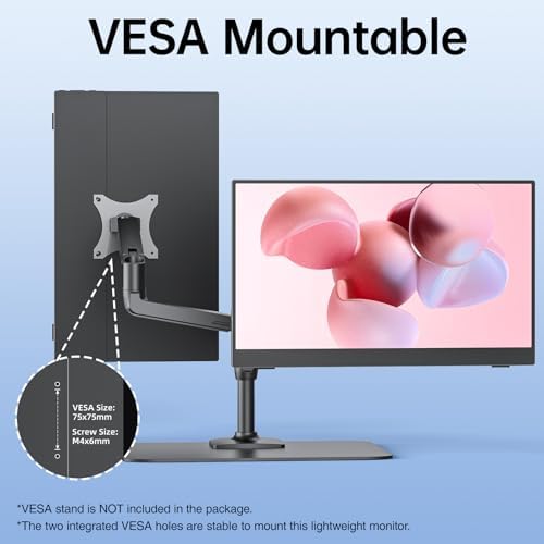 VisionOwl Portable Monitor 15.6 Inch 1080P FHD 85% sRGB Second Screen, USB-C HDMI HDR External Travel Monitor for Laptop MacBook PC PS5 Xbox, VESA Mountable, with Speakers, Cover Stand, Black - Image 3