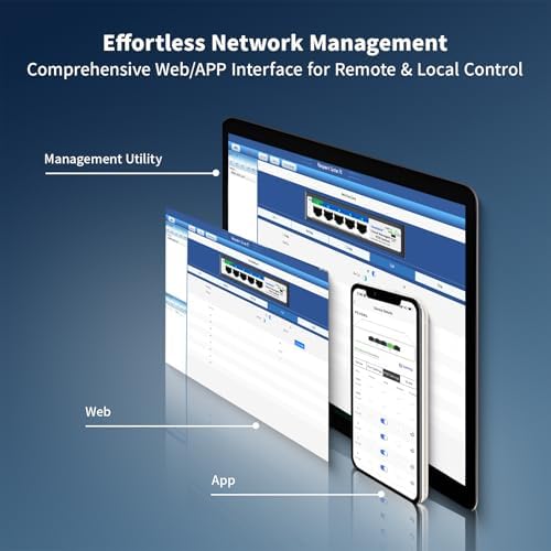 5-Port Ethernet PoE Switch (4 PoE Ports, 1 Uplink) with Extend Function, Easy Smart Managed Ethernet Switch, Plug & Play, Fanless Metal Design, VLAN, Qos,Desktop/Wall Mount - Image 4