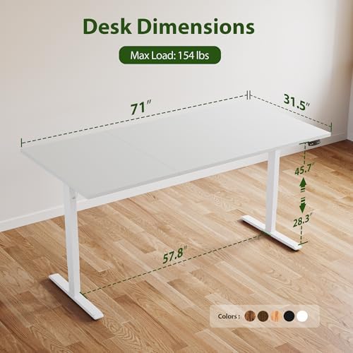 Agilestic 71 * 32 Inch Height Adjustable Electric Standing Desk, White - Image 3