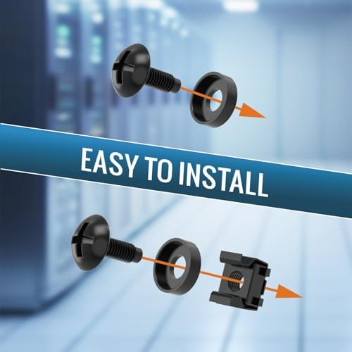 Tecmojo Rack Mount Screws Kit 50 Pack - 10-32 Rack Mount Cage Nuts, Screws and Washers, for Network Racks, Enclosures and Server Cabinets, Tapped Hole and Square Installation - Image 5