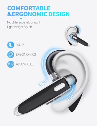 Bluetooth Headset V6.1, Wireless Bluetooth Earpiece with Mic - Image 2