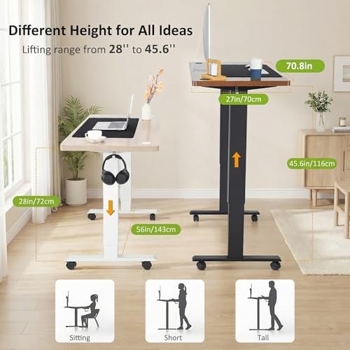 farexon 71x28 Inch Electric Standing Desk with Mouse Pad, Brown - Image 3
