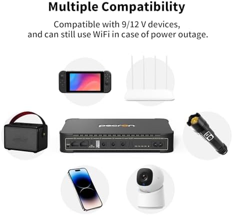 PECRON UPS Uninterruptible Power Supply, 76.96Wh Mini UPS with 5V/9V/12V DC5521 Port and 13W USB-A, Backup Battery for WiFi Router/Modem/Security Camera/Phone - Image 6