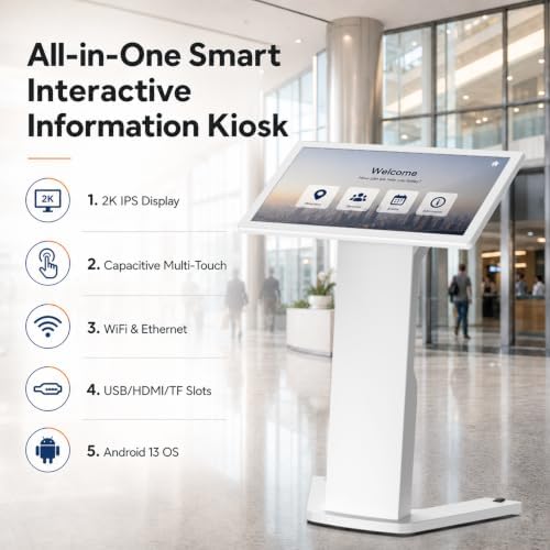 32" Touch Screen Kiosk, Interactive Floor Standing Digital Signage Display, FHD Self-Service Information Terminal with Dual Speakers for Retail, Restaurants, Malls & Advertising - Image 2