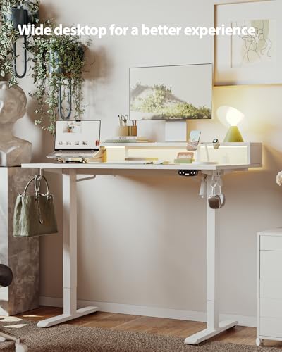 Agilestic 48 * 24 Inch Electric Standing Desk with Shelf & Led, White - Image 2