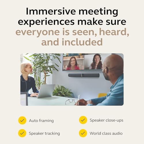 Jabra PanaCast 50 Video Bar System - All-in-one Meeting Room Solution, Audio bar, 180° Full-Room Webcam, Intelligent AI-Enabled Features, and PanaCast Control Touchscreen - MS Teams Certified - Black - Image 5