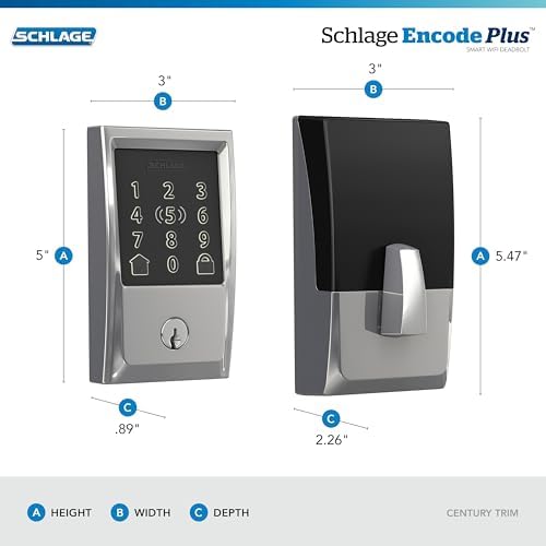 Schlage Encode Plus Smart WiFi Deadbolt Lock, Tap to Unlock, Bright Chrome - Image 3