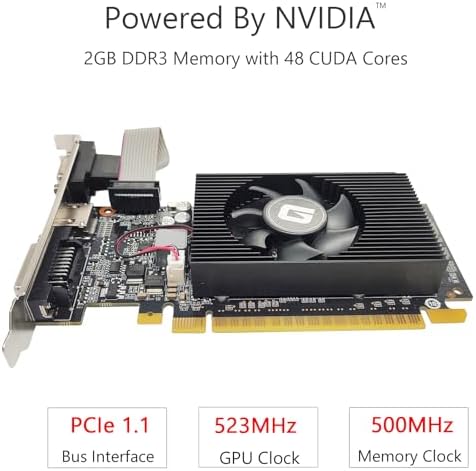 GeForce GT 610 2G DDR3 Low Profile Graphics Card, PCI Express 1.1 x16, HDMI/VGA/DVI, Entry Level GPU for PC, SFF and HTPC, Compatible with Win11 - Image 2