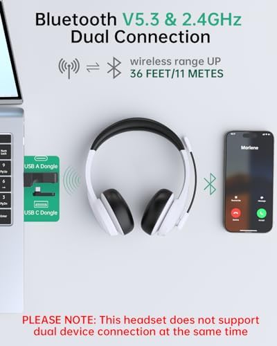 AOC Wireless Headset with Mic for Work, AI Noise Cancelling, Bluetooth - Image 3