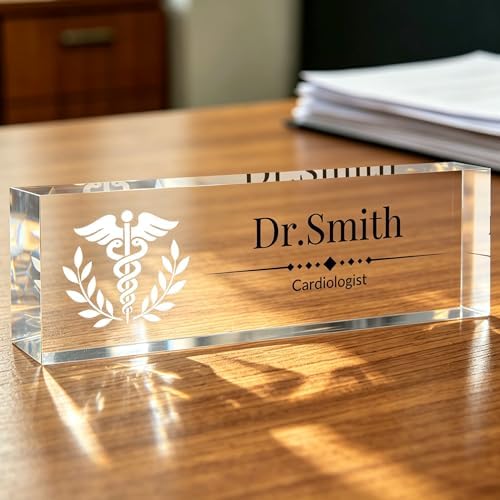 Custom Name Plate for Desk, Desk Name Plate Personalized, Acrylic Desktop Ornament, Stylish Office Decor, Appreciation Present for Boss, Social Worker, Teacher, Nurse, Employee by Unknown