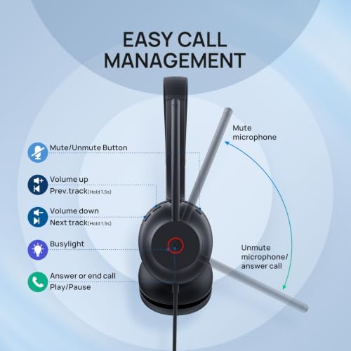 Yealink UH35 Wired Headset, USB-A, AI Noise Canceling Mic,HD Audio, On-Ear - Image 3