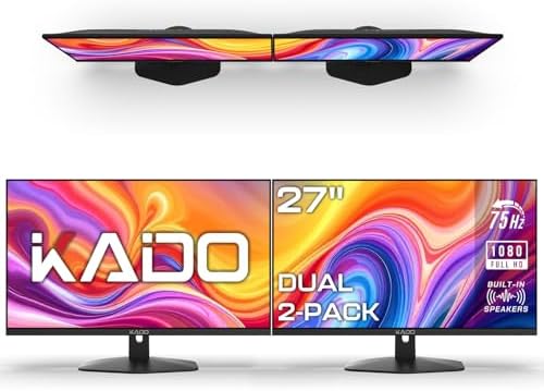 Kado 2-Pack Dual 27" Flat Screen 1920x1080 75Hz FHD Computer Monitor by Kado