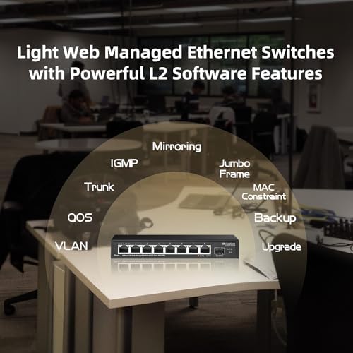 MokerLink 8 Port 2.5 Gigabit Managed Switch with 10G SFP+ Slot, 8 x 2.5G Base-T Ports Compatible with 10/100/1000Mbps, Mini Size Metal Managed Fanless Network Switch - Image 6