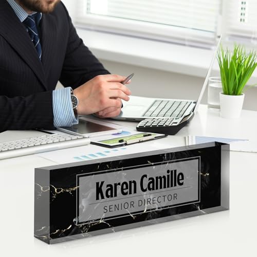 Custom Office Name Plate for Desk - Name Plate Personalized Gifts for Coworkers, Boss, Teacher, Social Worker - Acrylic Office Desk Decor for Women Men - Employee Appreciation Gifts (black white) - Image 7