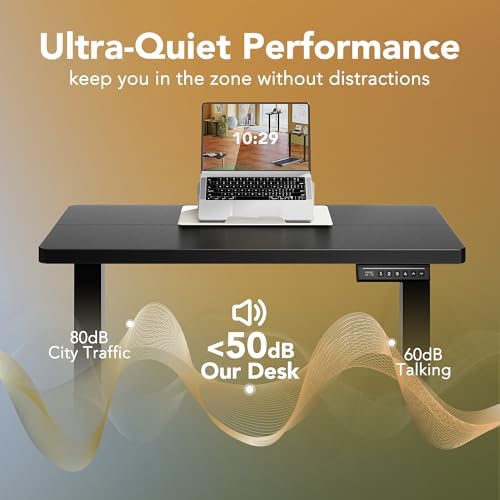 HUANUO 43x24 Inch Electric Standing Desk, Height Adjustable, Black - Image 6