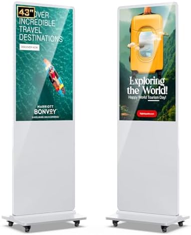 MWE 43 Inch Digital Signage Advertising Display Kiosk LCD Screen Indoor Floor Standing Commercial Totem Android System Vertical Poster with Auto Media Player-White by QIXZOCV