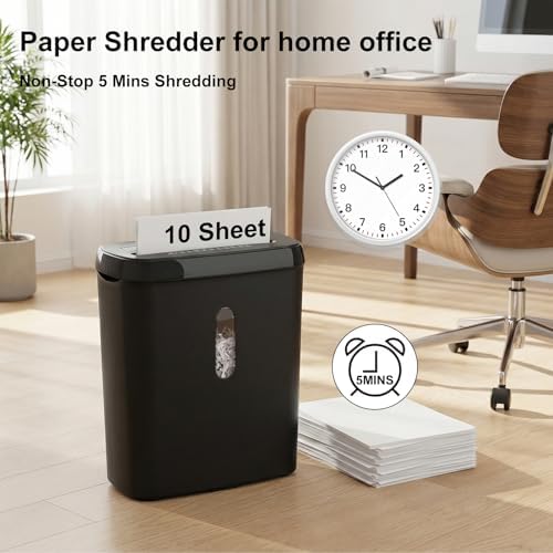 Paper Shredder for Home，10-Sheet Strip Cut,12 L Basket,P-2 Security Level,Shred CD & Credit Card Shredders for Home Use - Image 3