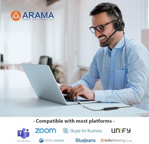 Arama USB Headset with Microphone for PC, Computer Laptop Headphones with Noise Cancelling Mic & Audio Controls for Home Office Business Skype UC Webinar Zoom - Image 6