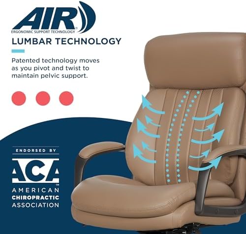 La-Z-Boy High-Back Ergonomic Office Chair, AIR Lumbar Support Leather Chair - Image 6