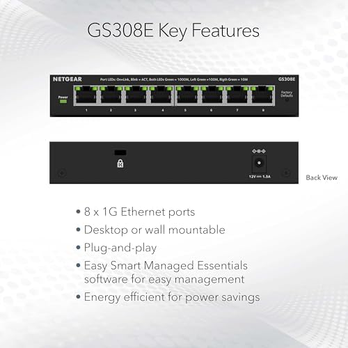 NETGEAR 8-Port Gigabit Ethernet Easy Smart Managed Network Switch (GS308E) - Image 2