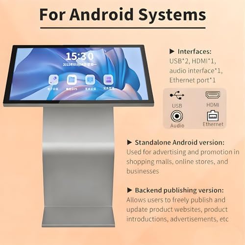 Self Service Kiosk, 21.5" /32" Interactive Kiosk 1080P HD IPS Touch Screen Display, Weatherproof Floor Standing Digital Signage for Outdoor/Indoor Black-21.5 - Image 3