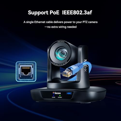 4K NDI PTZ Camera AI-Auto Tracking, 20X Optical Zoom, USB3.0/HDMI/LAN PoE, IP Live Streaming, Conference Room Camera for Church Services Education Conference Events, Work with YouTube OBS - Image 7