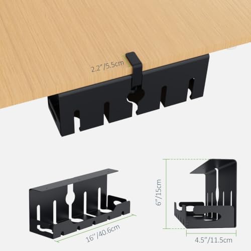 KEEGH Under Desk Cable Management Tray 16 in, Cable Organizer Tray, Black - Image 5