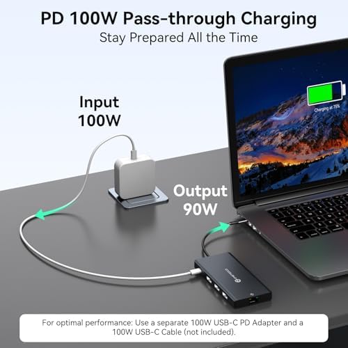 USB C Docking Station 3 Monitors 100W PD 12 in 1 Thunderbolt to Triple Displayport Monitors Docking Station USB C Hub Multiple Adapter, 2xUSB-C 3.2, 2xUSB-A 3.0, SD Card, 1000Mbps Ethernet - Image 5