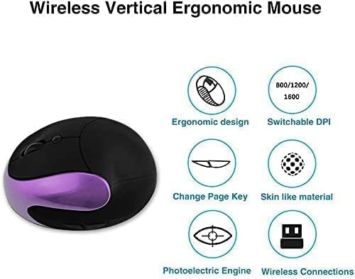 Ergonomic Vertical Mouse, Wireless 2.4G High Precision Rechargeable Ergonomic Mouse Optical Mice with Adjustable DPI 800/1200/1600, Reduce Wrist Strain, Specially for Small-handers Right-handers - Image 2