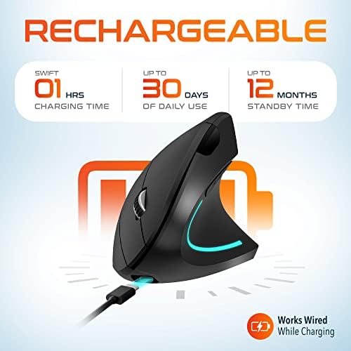 Delton Ergonomic Vertical Rechargeable Wireless Mouse - Image 4