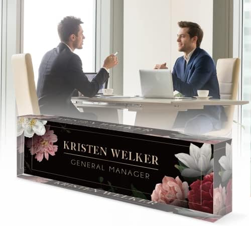 Personalized Office Name Plate for Desk, Custom Employee Appreciation Gifts, Acrylic Desk Name Plate Funny, Desk Decorations Gift, Acrylic Desk Ornaments… (Hibiscus) - Image 2
