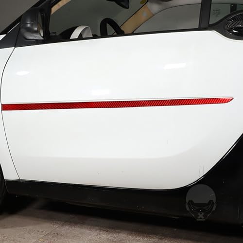 Real Soft Red Carbon Fiber Car Outer Door Panel Anti-Scratch Strip Cover Trim Sticker Auto Exterior Decoration Accessories Compatible with Benz Smart 2016 2017 2018 2019 2020 2021 - Image 2