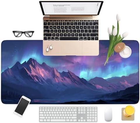 Aurora Gaming Mouse Pad 35.4"x15.7" Large Extended Pad Desk Mat Anti-Slip Rubber Base & Durable Stitched Edges for Gamers Smooth Mouse Pad Writing Surface for Desk Office/Home - Image 3