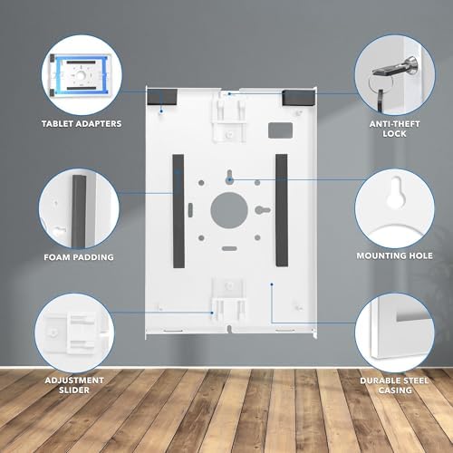 Mount-It! Anti-Theft iPad Wall Mount Holder, Lockable Low-Profile, White - Image 5