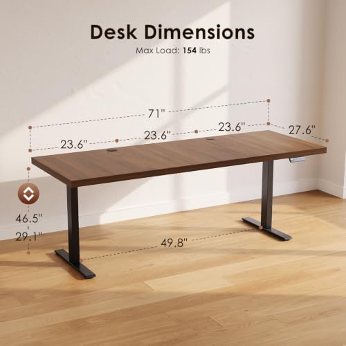 OffiGo 71 Inch Executive Electric Standing Desk Height Adjustable, Walnut - Image 3
