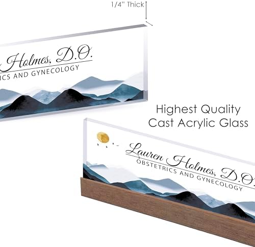 ARTBLOX Personalized Acrylic Desk Name Plate, Mountain Design, Card Holder - Image 4