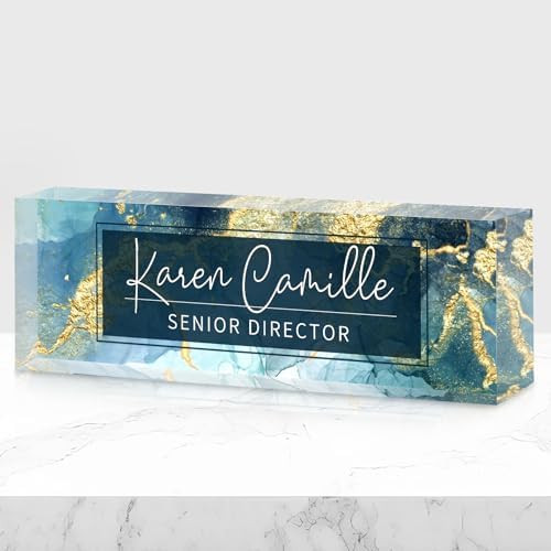 Custom Office Name Plate for Desk - Name Plate Personalized Gifts for Coworkers, Boss, Teacher, Social Worker - Acrylic Office Desk Decor for Women Men - Employee Appreciation Gifts (blue green) by EveryBaositycraftsgiftisone-of-a-kind%E2%80%94exclusivelycraftedforyou