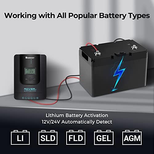 Renogy Solar Charge Controller Rover 40A 12V24V Auto Parameter DC Input MPPT Charge Controllers for Solar Panels Adjustable LCD for Gel Sealed Flooded Lithium Battery - Image 5