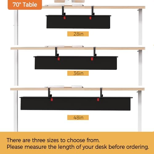 Under Desk Cable Management Tray, 48" Fabric Wire Cord Organizer, Black - Image 6