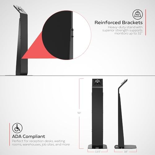 Premium Monitor Floor Stand - CTA Premium Floor Stand for Monitors up 32" - Black - (ADD-PARAFSM) - Image 5