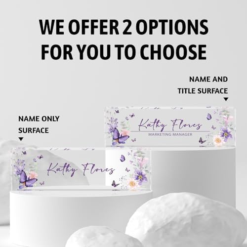 Personalized Acrylic Name Plate for Desk, Custom Office Name Plates, Purple Desk Decor - Image 3